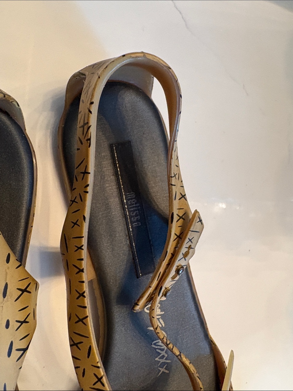 Rare Melissa Tan Patterned Slingback Peep-Toe Sandals LoveFoxxx - Picture 2 of 8